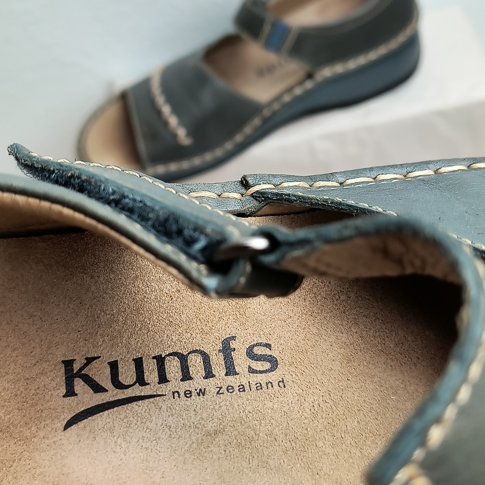Kumfs Zealand Orthopic Sandal 8/39 Teal Mary Jane Hook & Loop Open Toe - Picture 5 of 10